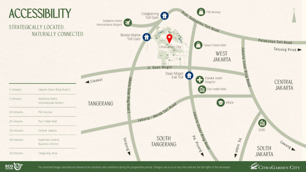 peta denah lokasi forestine citra 8 dengan penjelasan pintu tol dan lokasi penting sekitar the forestine