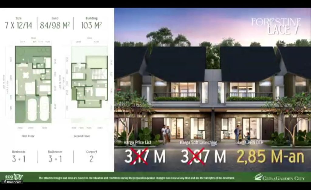 Layout dan harga lacewood forestine tipe 7